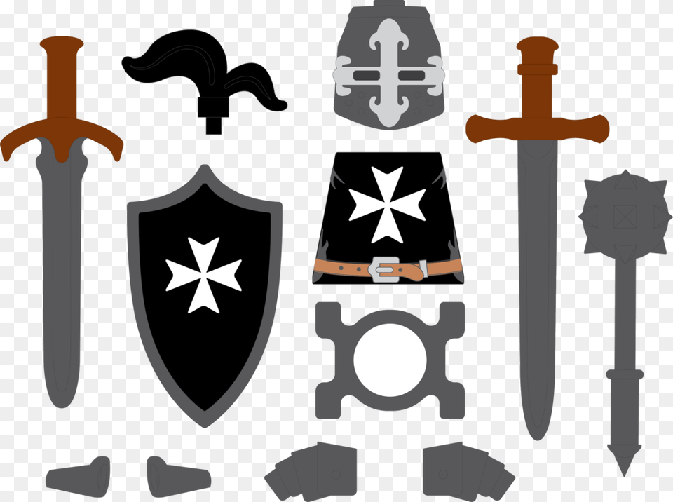 Crusader Hospitaller Knight Sword, Weapon, Armor, Cross, Symbol Free Png