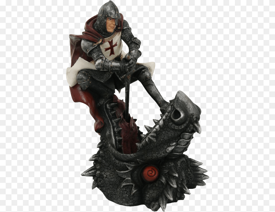 Crusader Killing Dragon Statue Figurine, Animal, Lizard, Reptile Free Transparent Png