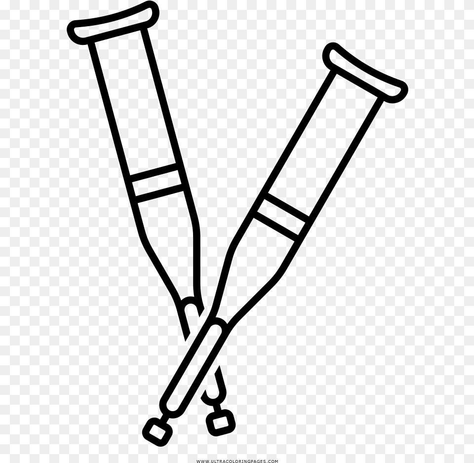 Crutches Coloring Page, Gray Png Image