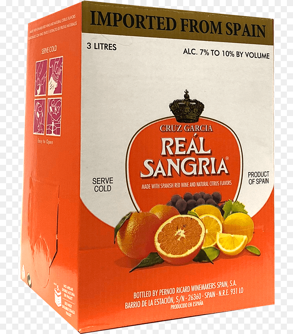 Cruz Garcia Real Sangria Box Sangria, Citrus Fruit, Food, Fruit, Orange Free Png