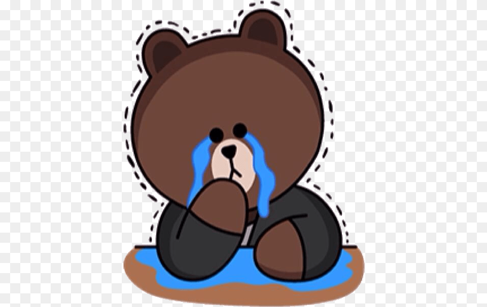 Cry Brown Brown Bear Line Sticker, Disk, Animal, Mammal Free Png Download