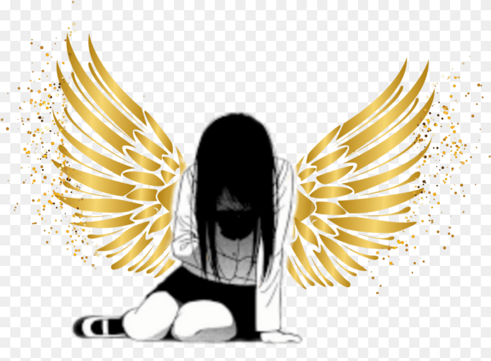 Cry Gold Angel Wings Vector, Adult, Female, Person, Woman Free Png Download
