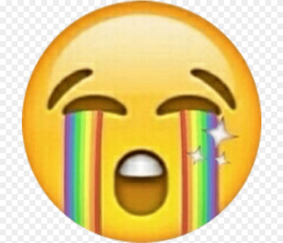 Cry Rainbow Emoji Iphoneemoji Rainbowcry Rainbowtears Emojis Fake, Disk, Bowling, Leisure Activities Free Transparent Png