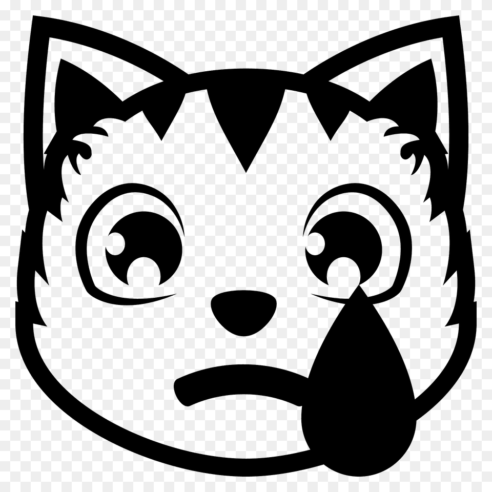 Crying Cat Emoji Clipart, Stencil, Person, Animal, Mammal Png Image
