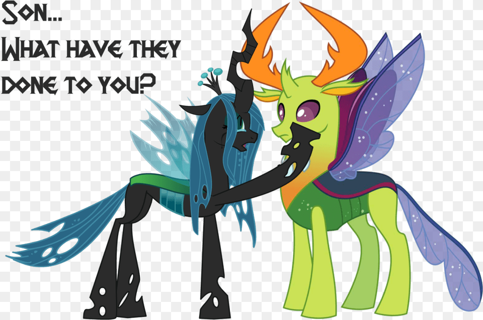 Crying Despair Dialogue Draco In Leather Pants Queen Chrysalis X Thorax, Art, Graphics, Book, Comics Free Png Download
