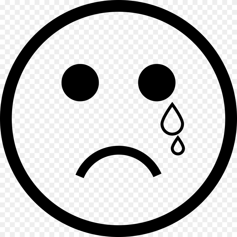 Crying Emoji Face Clipart Black And White, Gray Free Png