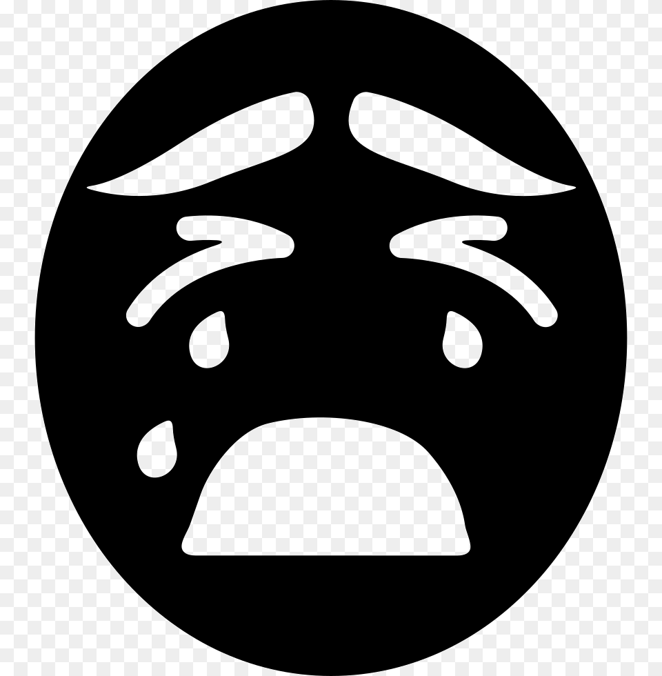 Crying Face Cry Face Black Background, Stencil, Logo Png Image