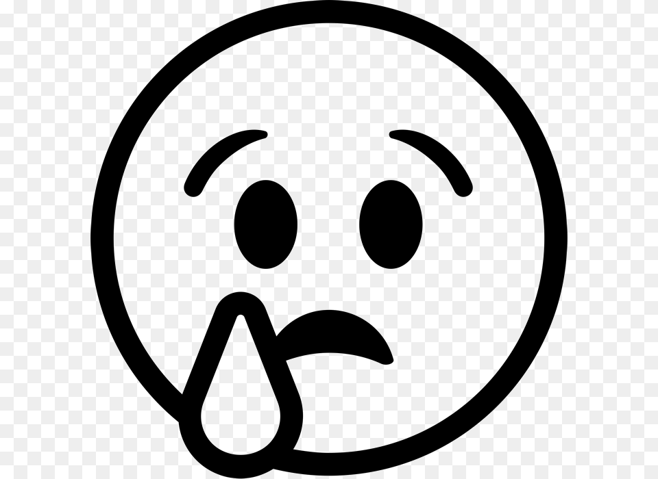 Crying Face Emoji Rubber Stamp Sad Smiley Emoji Black And White, Stencil, Clothing, Hardhat, Helmet Free Transparent Png