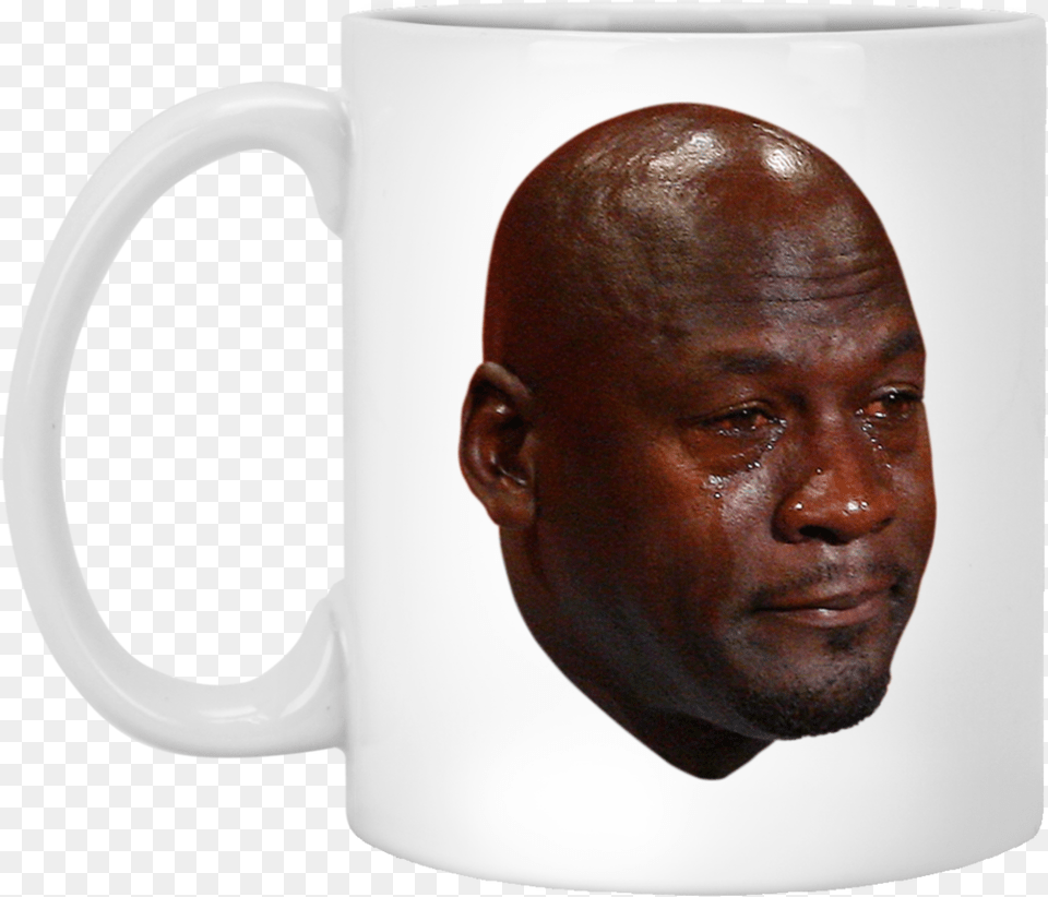 Crying Jordan 11 Oz Michael Jordan Crying Emoji, Cup, Adult, Man, Male Png Image