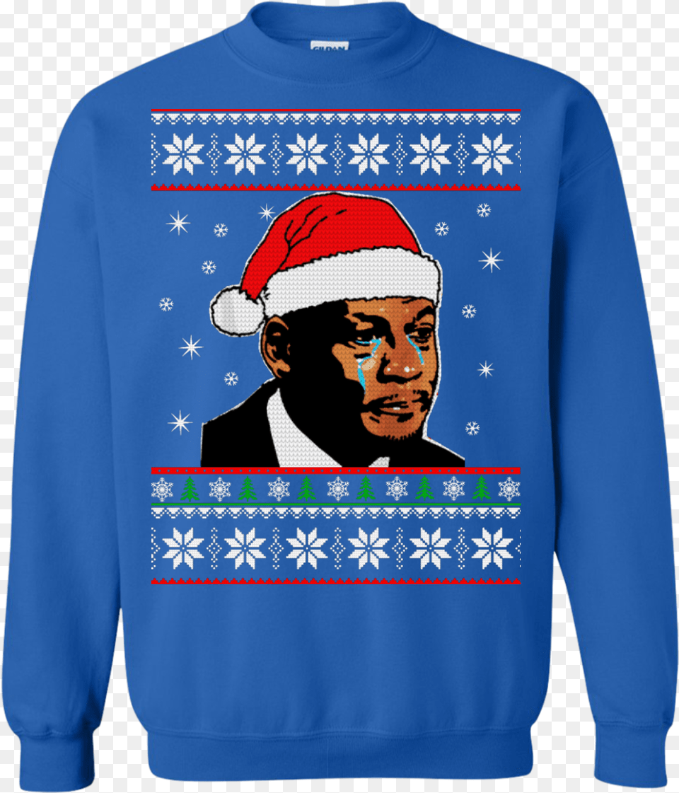 Crying Jordan Christmas Sweater Shirt Crying Jordan Christmas Sweater, Sweatshirt, Knitwear, Clothing, Hoodie Free Png Download
