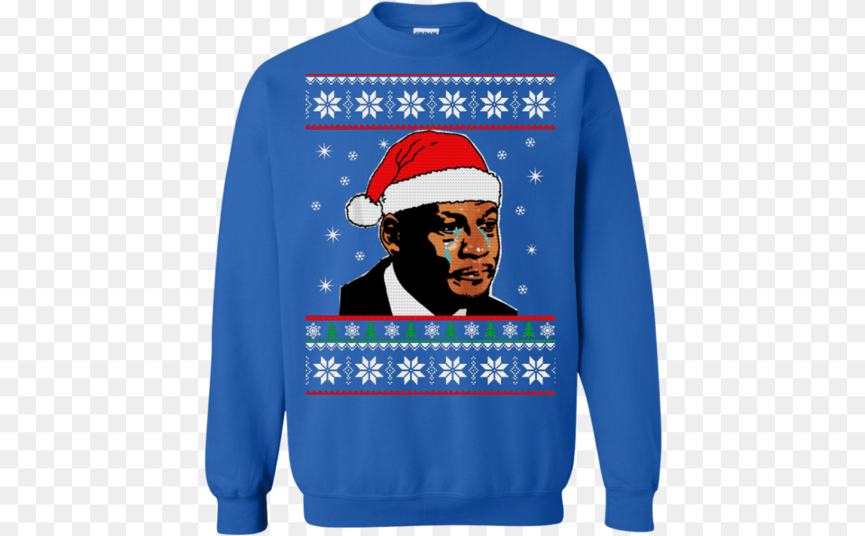 Crying Jordan Christmas Sweater Shirt Hoodie, Sweatshirt, Knitwear, Clothing, Male Free Png Download