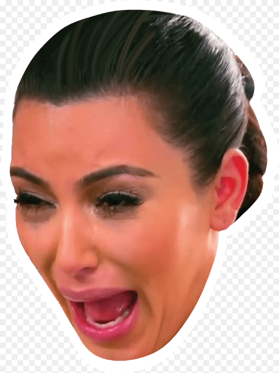 Crying Kim Celebrity Head Sticker Kim Kardashian Crying Sticker, Adult, Face, Female, Person Png
