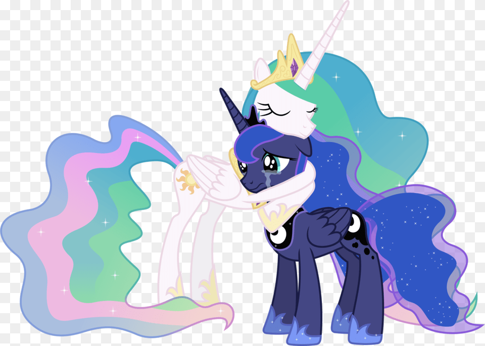 Crying Little And Luna Image Mlp Princesa Celestia Y Luna, Face, Head, Person, Art Free Transparent Png