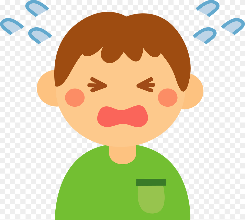 Crying Little Boy Clipart, Baby, Face, Head, Person Png Image