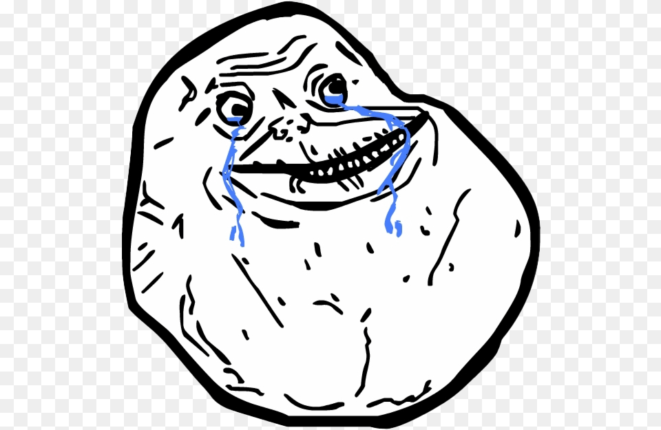 Crying Meme 3 Troll Face Forever Alone, Person, Art, Drawing, Head Png