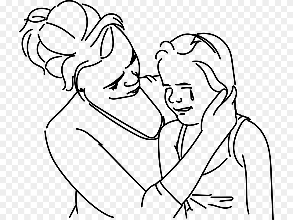 Crying Tears Clipart Mother And Daughter Crying Drawing, Gray Png Image