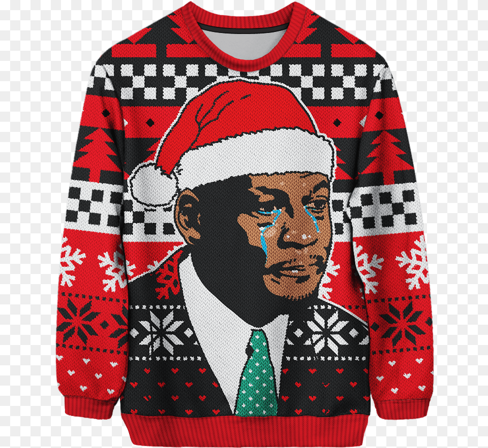 Cryingjordan Crying Jordan Christmas Sweater, Knitwear, Clothing, Sweatshirt, Man Free Transparent Png