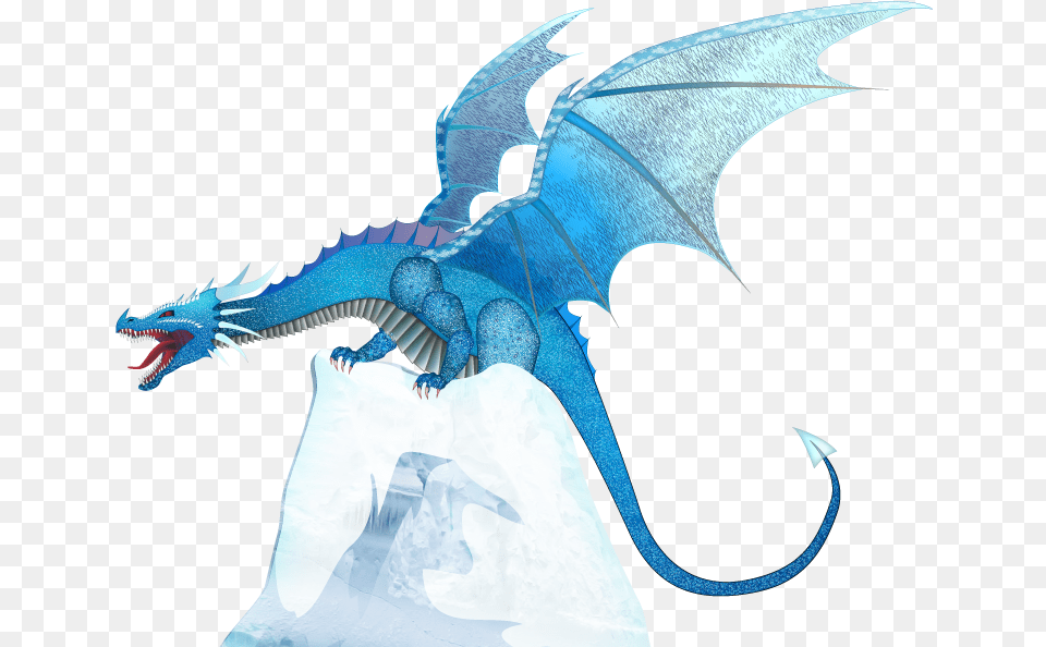 Cryodragon Ice Dragon On Iceberg Graphic Design Dragon, Animal, Dinosaur, Reptile Free Png