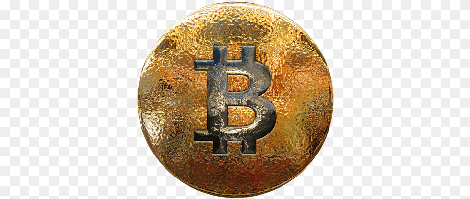 Cryptocurrency Bitcoin Money Coin Currency Badge, Gold, Cross, Symbol Free Png