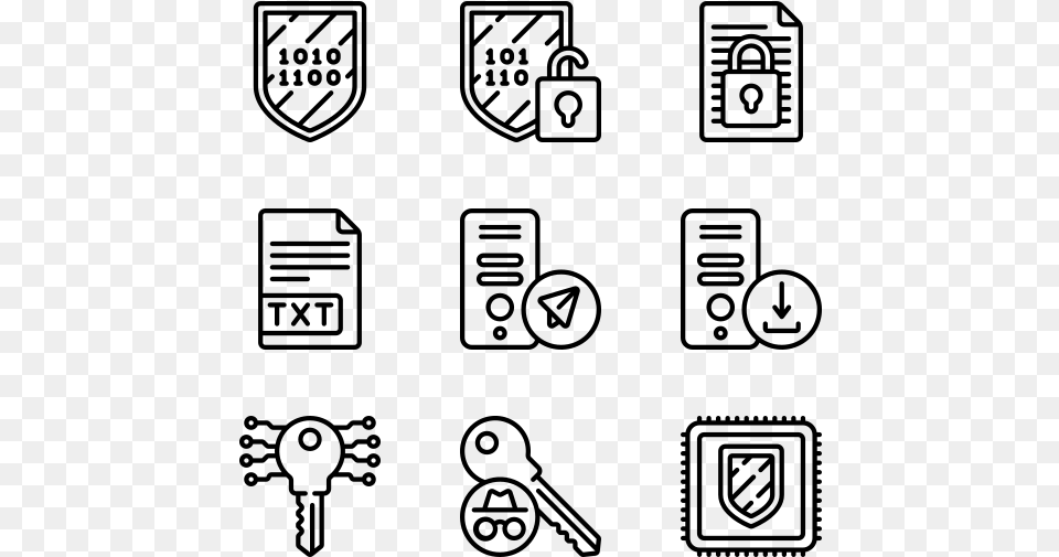 Cryptography Content Icons, Gray Free Transparent Png