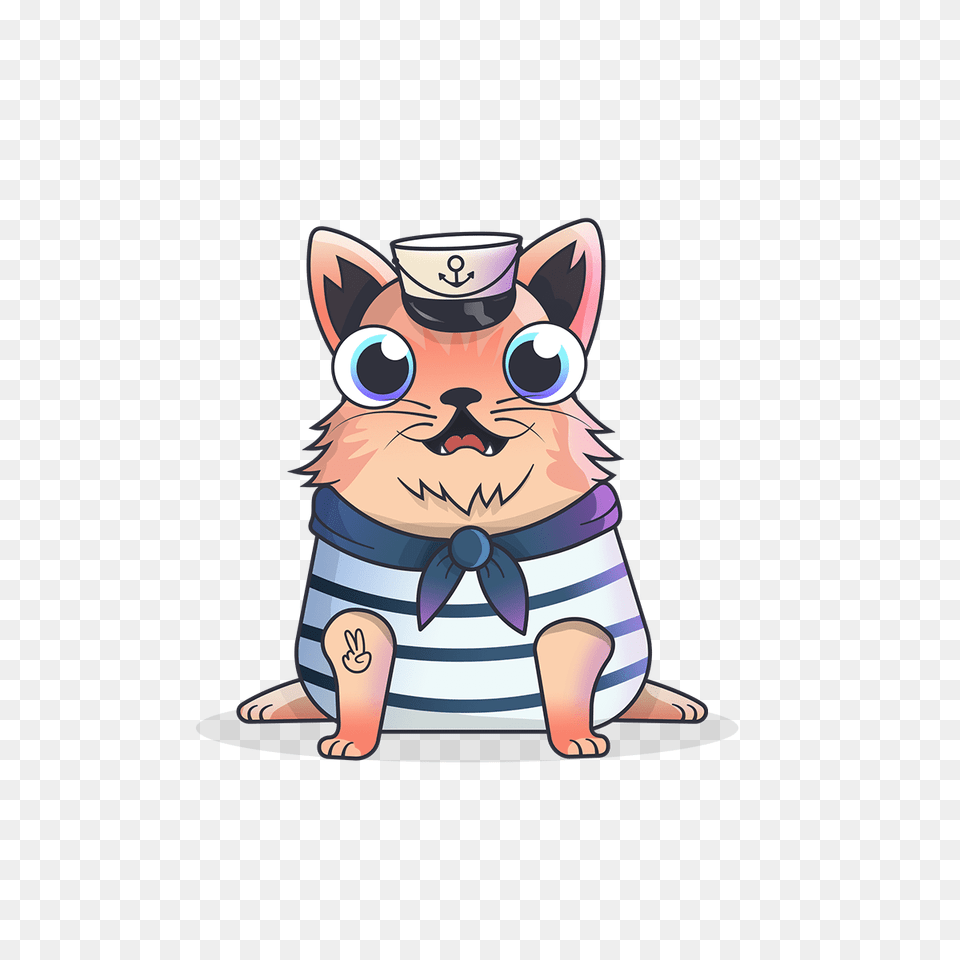 Cryptokitty Sailor, Cartoon, Animal, Cat, Mammal Free Transparent Png