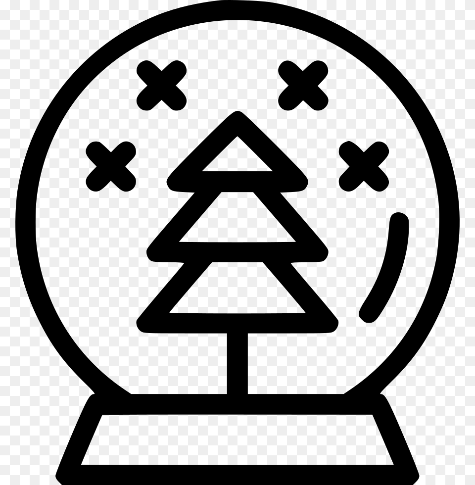 Crystal Ball Gift Snow Tree Christmas Tree Outline, Stencil, Symbol, Ammunition, Grenade Free Png