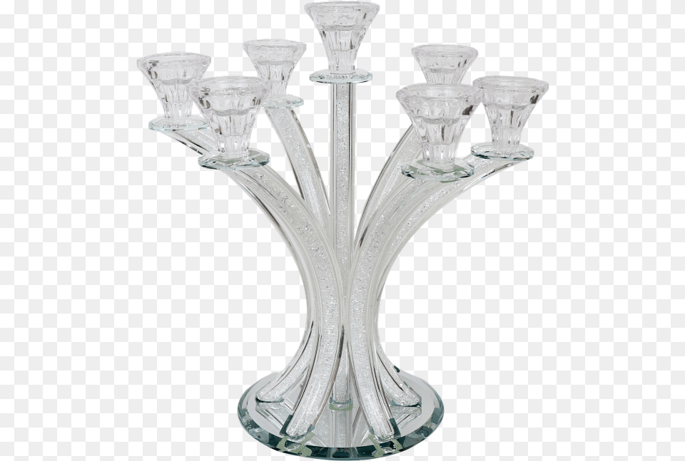 Crystal Candlabara With Broken Glass 7 Branch Champagne Stemware, Candle, Candlestick, Chandelier, Lamp Free Transparent Png