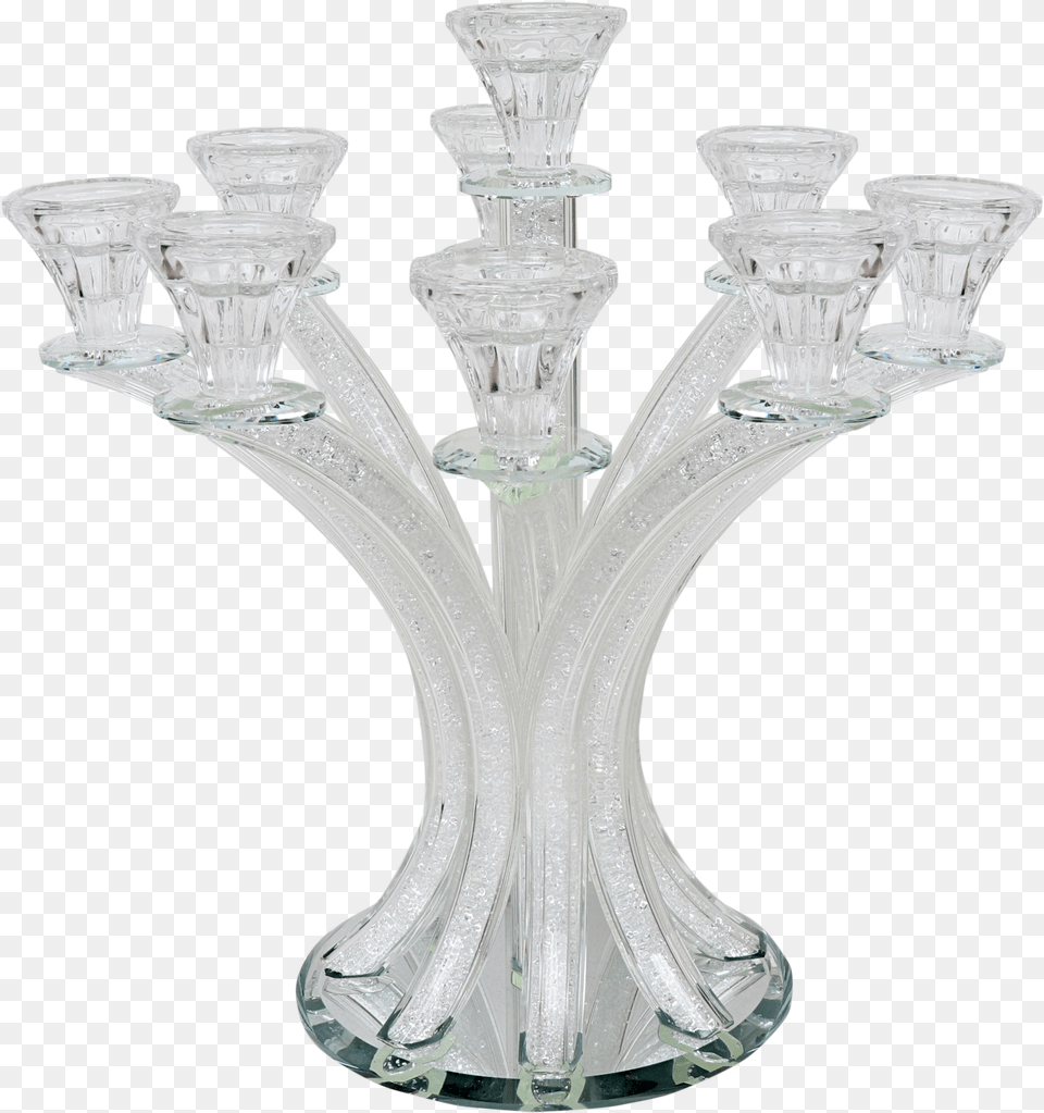 Crystal Candlabara With Broken Glass 9 Branch Stemware, Candle, Candlestick, Festival, Hanukkah Menorah Free Png Download