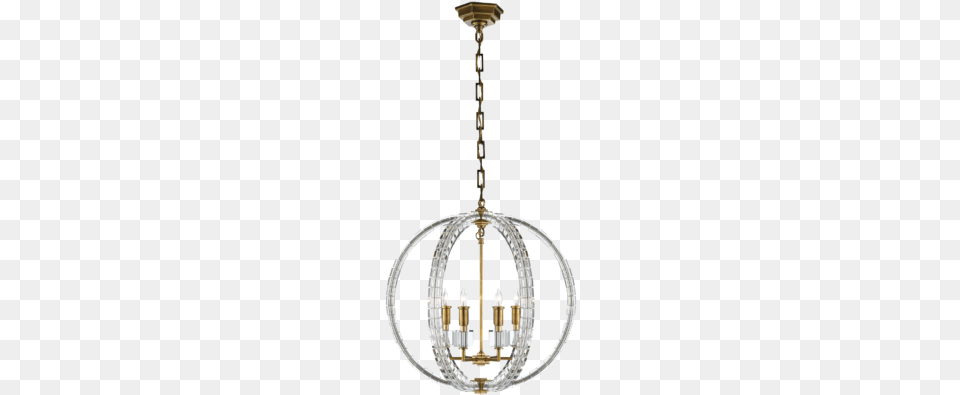 Crystal Cube Sphere Chandelier Antique Burnished Brass Crystal Cube Spherical Pendant Brass Visual Comfort, Lamp Free Transparent Png