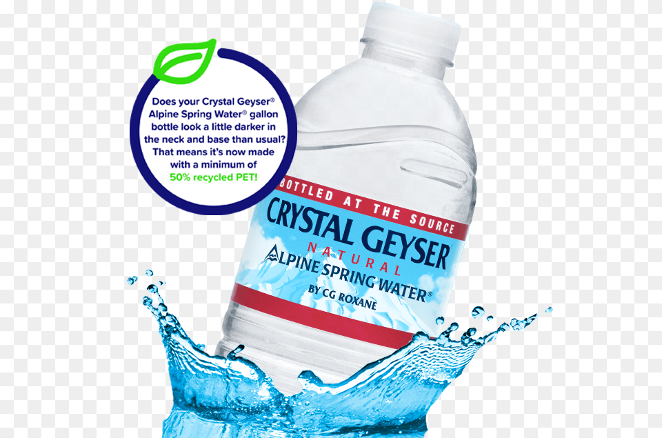 Crystal Geyser Alpine Spring Water Crystal Geyser, Beverage, Bottle, Mineral Water, Water Bottle Free Transparent Png