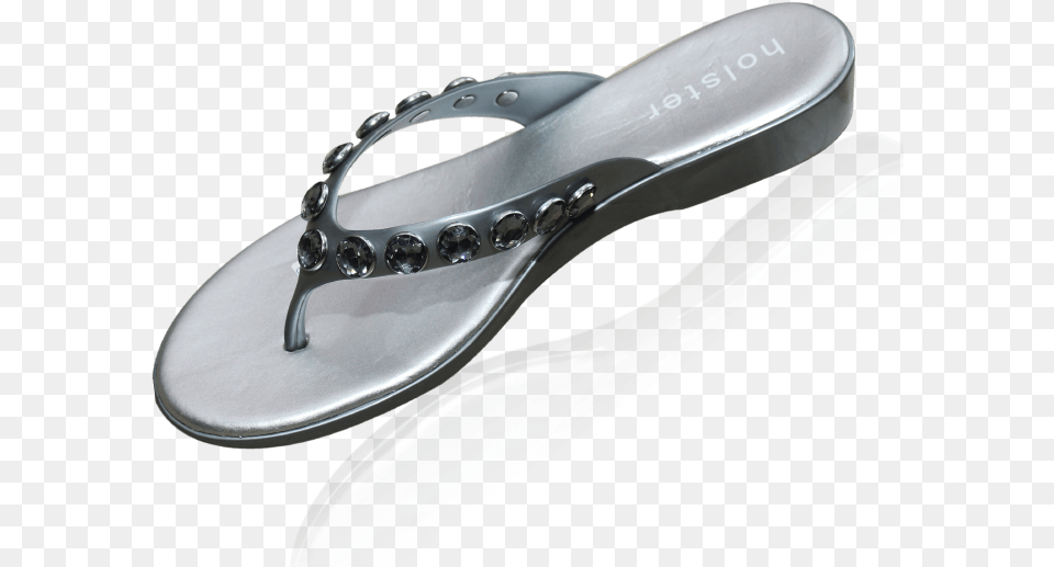 Crystal Silver Flat Slippers, Clothing, Footwear, Sandal, Flip-flop Free Png Download
