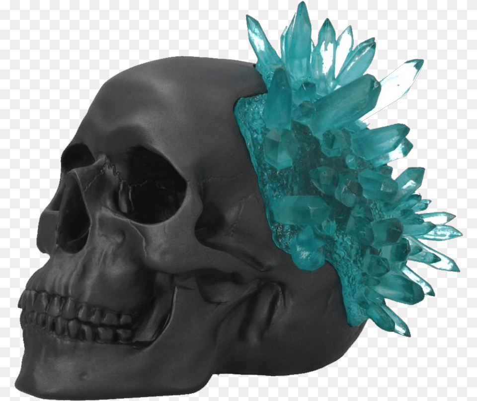 Crystal Skull Black With Blue Crystal Skull Ornament, Turquoise, Person, Accessories, Face Png