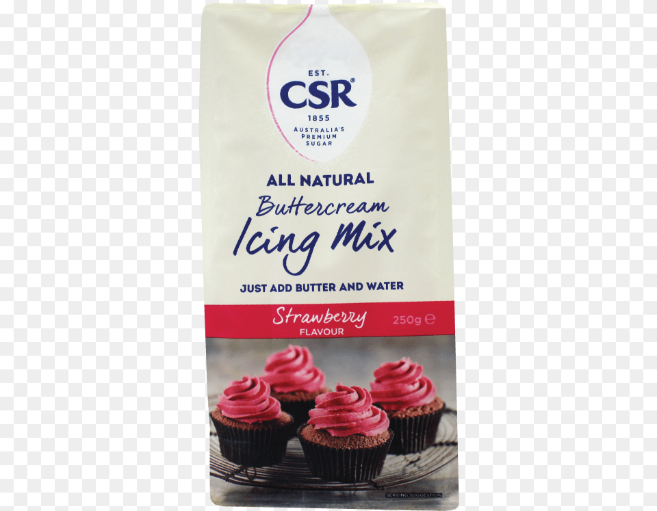 Csr Sugar Australia Icing Mix Strawberry Flat Bottom Cupcake, Cake, Cream, Dessert, Food Free Png