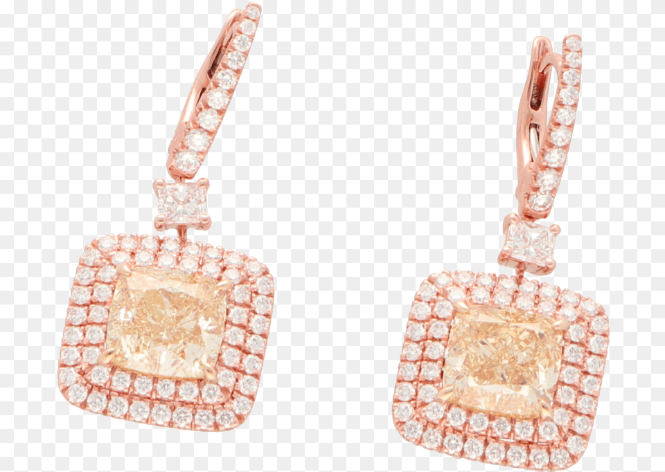 Ct Pink Gold Earrings Set With Fancy Yellow Diamond Earrings, Accessories, Earring, Jewelry, Gemstone Free Transparent Png