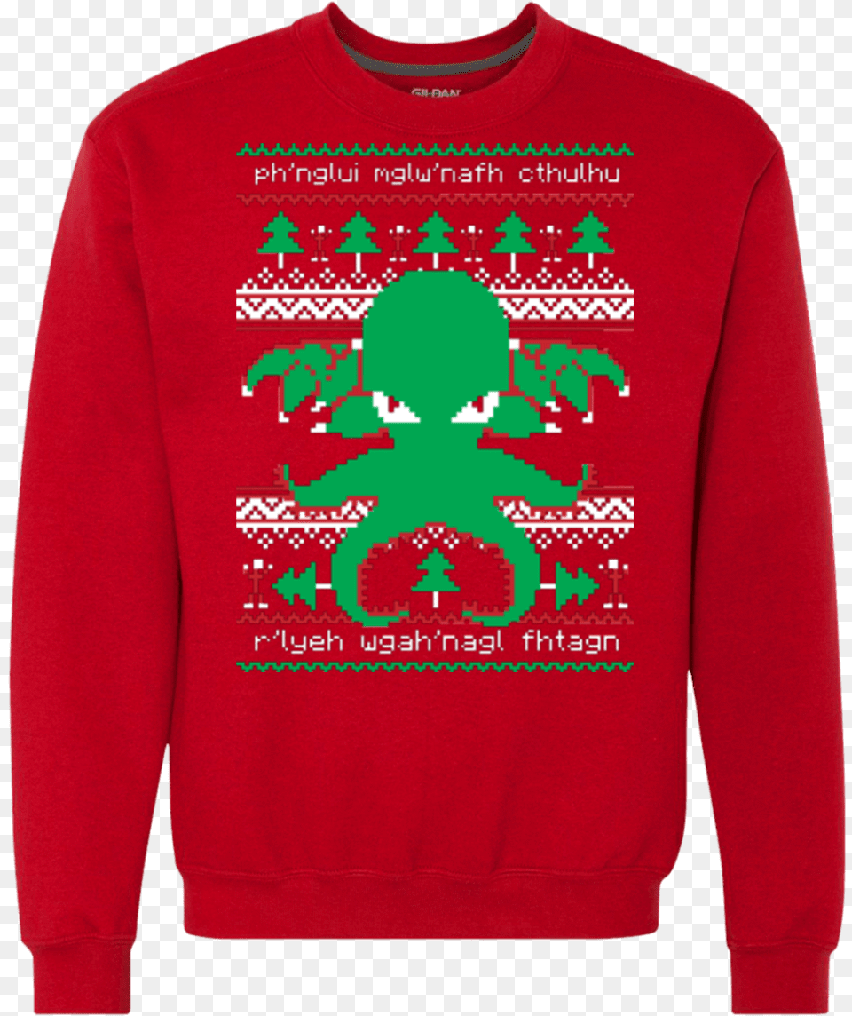 Cthulhu Cultist Christmas Premium Crewneck Sweatshirt Stitch Sweatshirts, Clothing, Hoodie, Knitwear, Sweater Free Png
