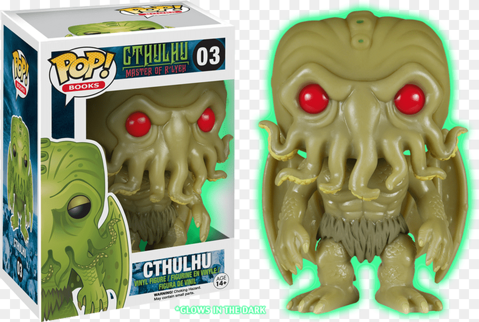Cthulhu Glow W Red Eyes Pop Books Vinyl Figure Funko Pop Entertainment Earth Cthulhu, Alien, Toy Png