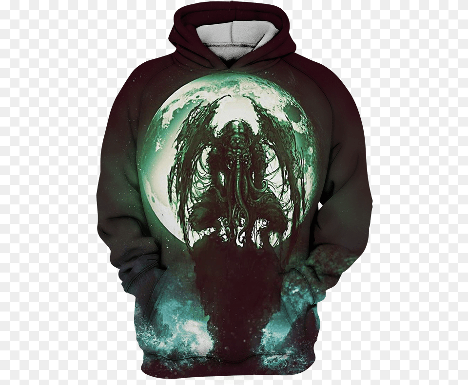 Cthulhu Green Moon 3d Printed Good Madness Cards Mtg, Sweatshirt, Clothing, Hoodie, Knitwear Png