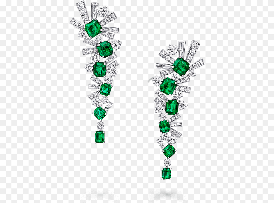 Cts Colombian Emerald And Diamond Threads Earrings Emerald Diamond Earrings 2019, Accessories, Earring, Gemstone, Jewelry Free Png Download