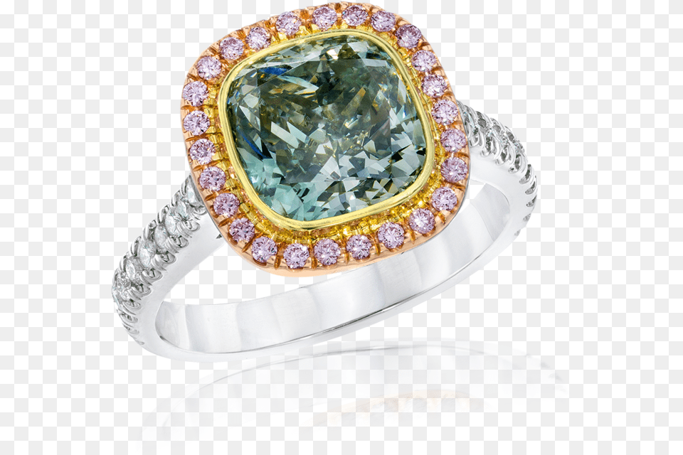 Cttw Bridal Ring With Natural Green Pink Engagement Ring, Accessories, Diamond, Gemstone, Jewelry Png