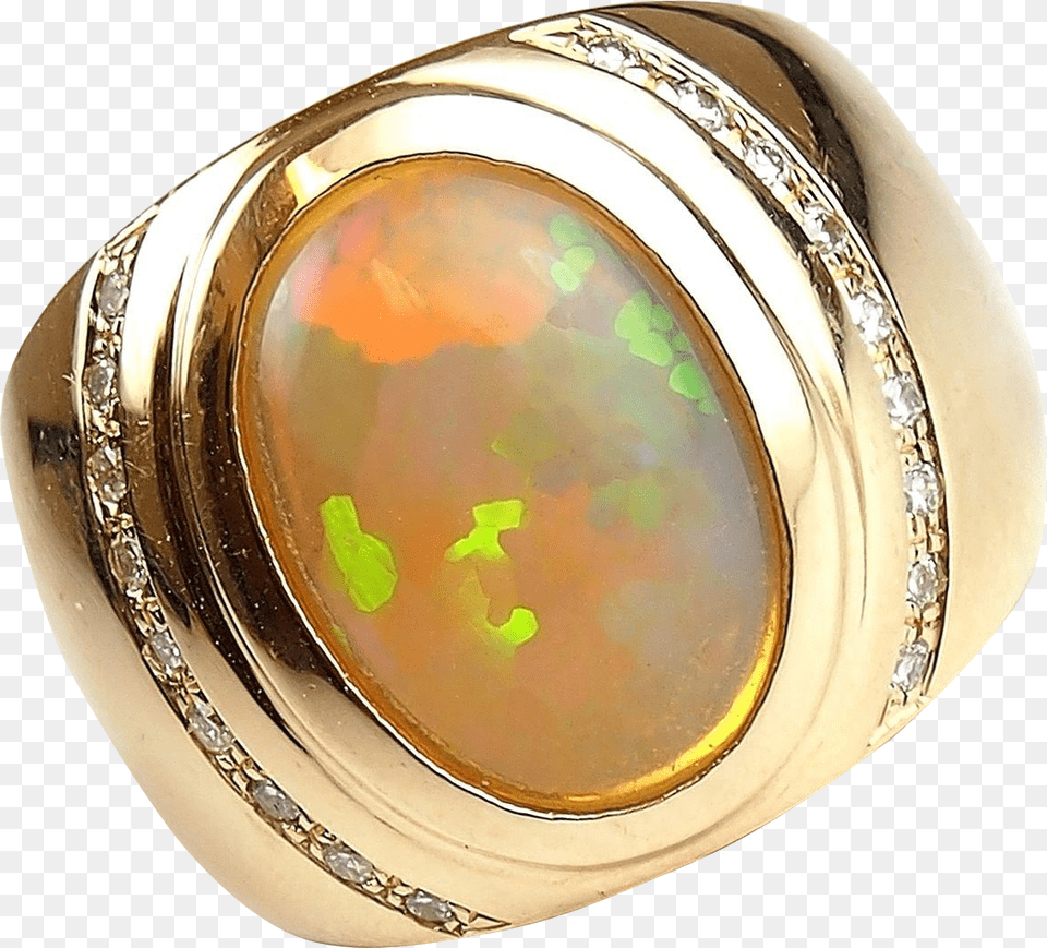 Ctw Gents Ethiopian Welo Opal And Diamond Ring Opal, Accessories, Gemstone, Jewelry, Ornament Png
