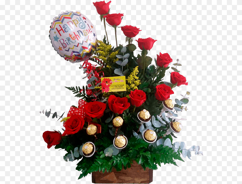 Cu 04 Arreglo De Con Rosas Rojas Globos Y Birthday, Rose, Plant, Flower Bouquet, Flower Arrangement Free Png
