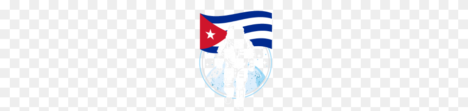 Cuba Flag In Space Astronaut Moon Landing, Person Png Image