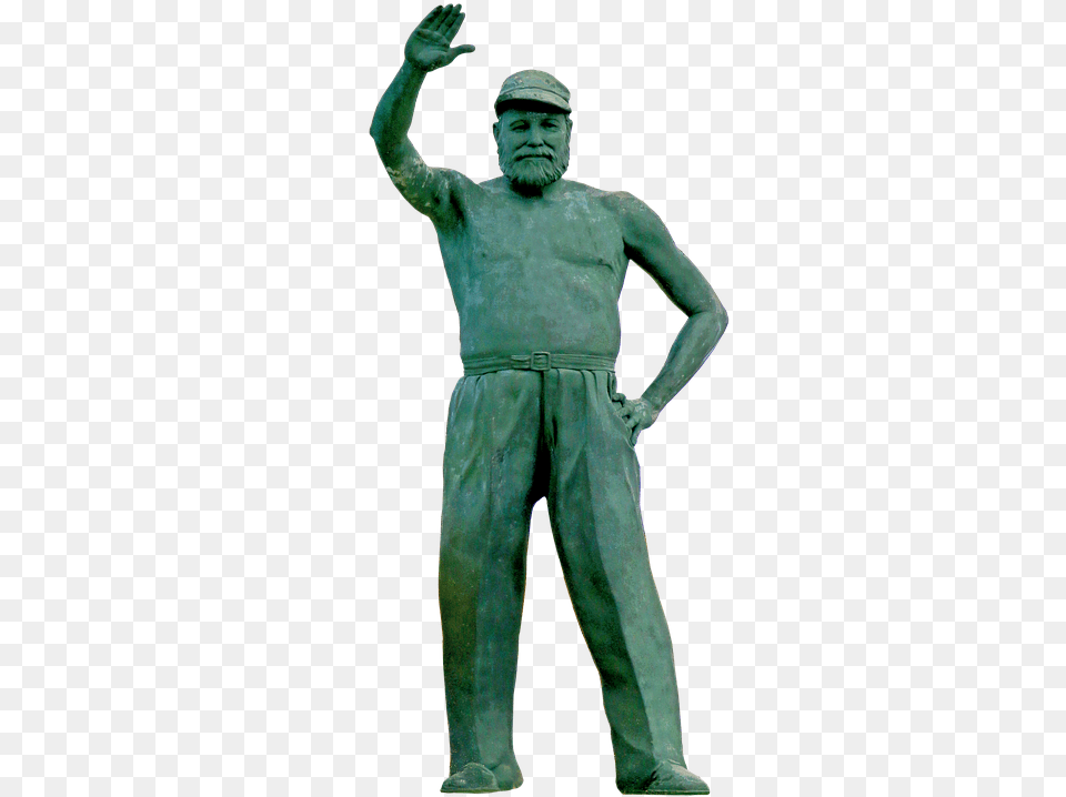 Cuba Hemmingway Statue Sculpture Statue, Adult, Man, Male, Person Free Png Download
