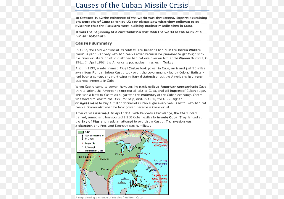 Cuban Missile Crisis Map, Chart, Plot, Page, Text Png