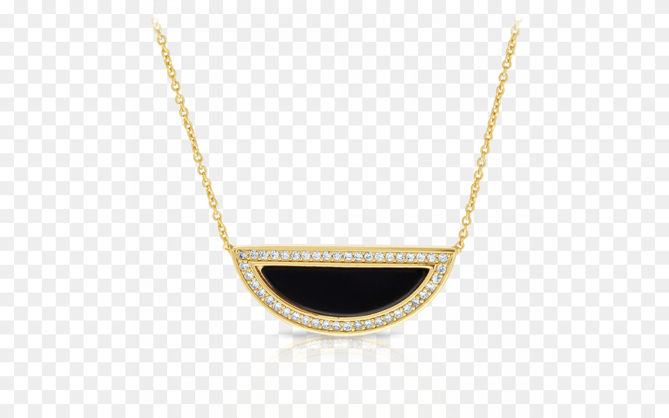 Cubic Zirconia And Onyx Necklace Set In Gold Plated Brass, Accessories, Jewelry, Pendant Png