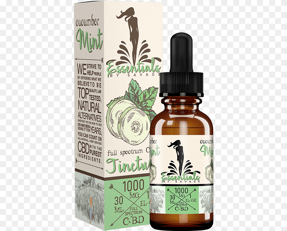Cucumber Mint Full Spectrum Cbd Tincture Cbd Peach Pear By Savage, Herbal, Herbs, Plant, Bottle Free Png Download