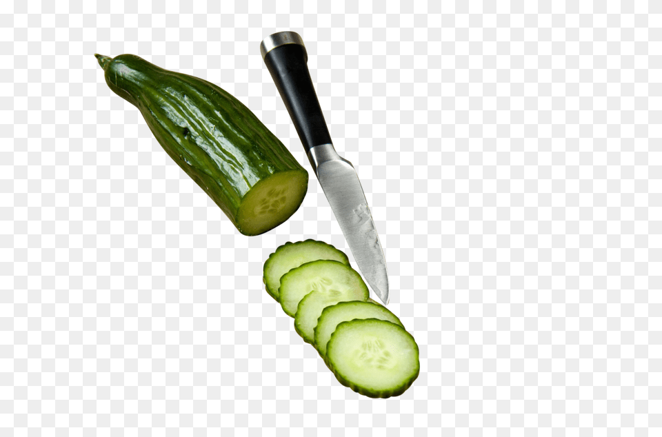 Cucumber With Knife Image For Obat Maag Herbal Alami, Blade, Weapon, Food, Plant Free Transparent Png