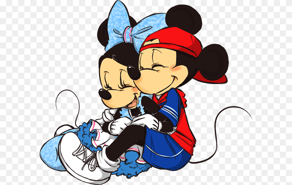 Cuddle Clipart Mickey Minnie Cool Mickey And Minnie, Baby, Person, Face, Head Free Png