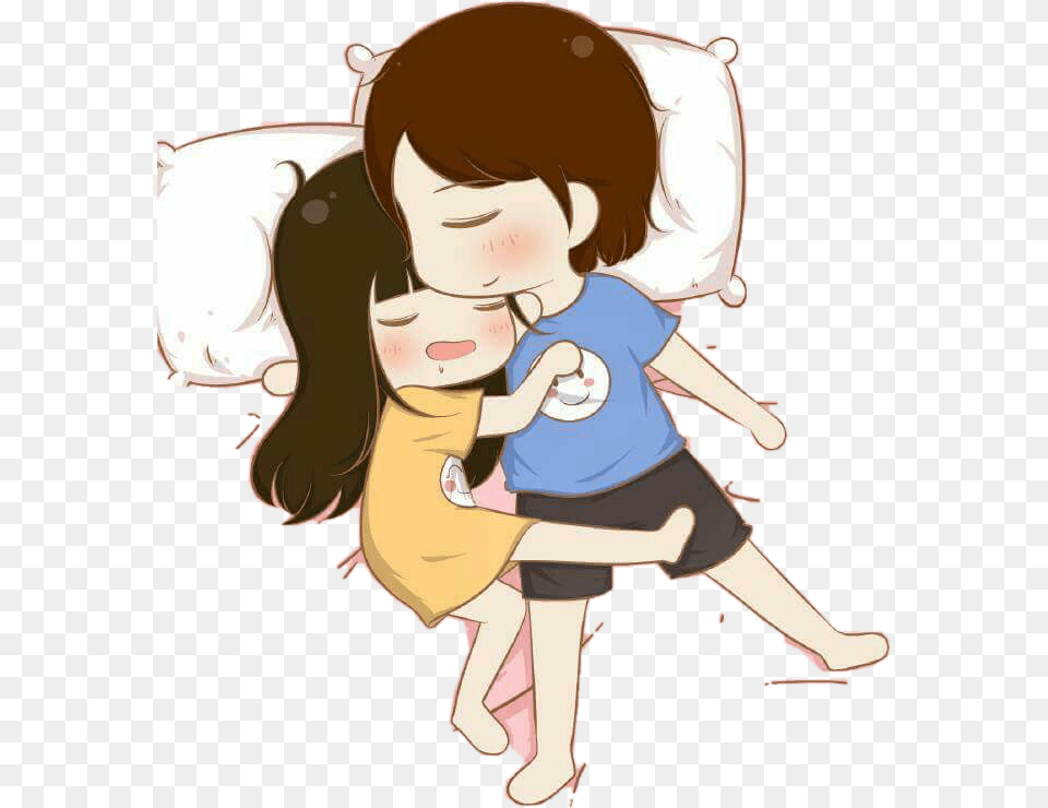 Cuddle Love Sleep Freetoedit Cuddling Sleep Together Cartoon, Baby, Book, Comics, Person Free Transparent Png