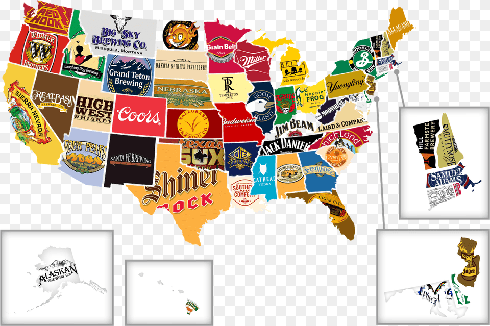 Cul Es El Mayor Problema De Cada Estado Us Map Of Beer, Advertisement, Art, Collage, Poster Free Png